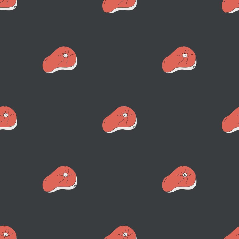 Seamless Steak pattern. meat background. Doodle illustration with meat products icons vector