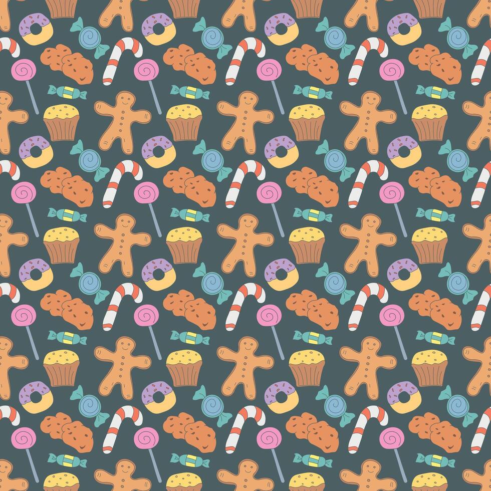 Colored Seamless christmas Pattern. vector