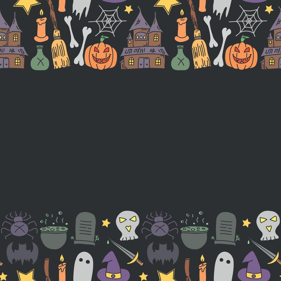 Halloween Background With place for text. Cartoon Halloween frame vector
