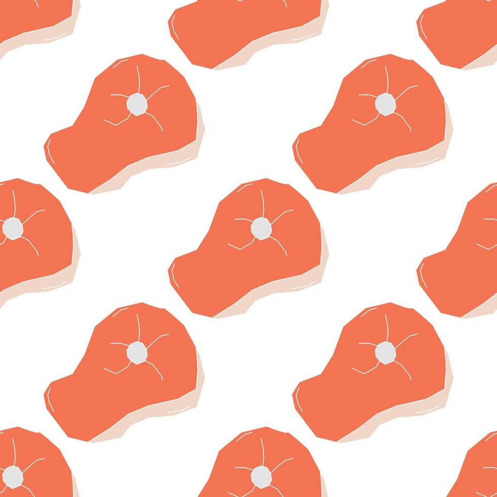 seamless steak pattern. Meat background. Doodle illustration with meat products icons vector