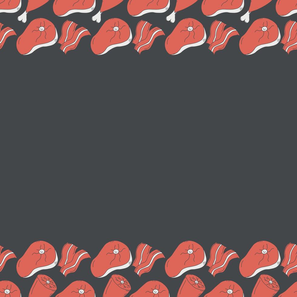 meat Frame. doodle meat background vector