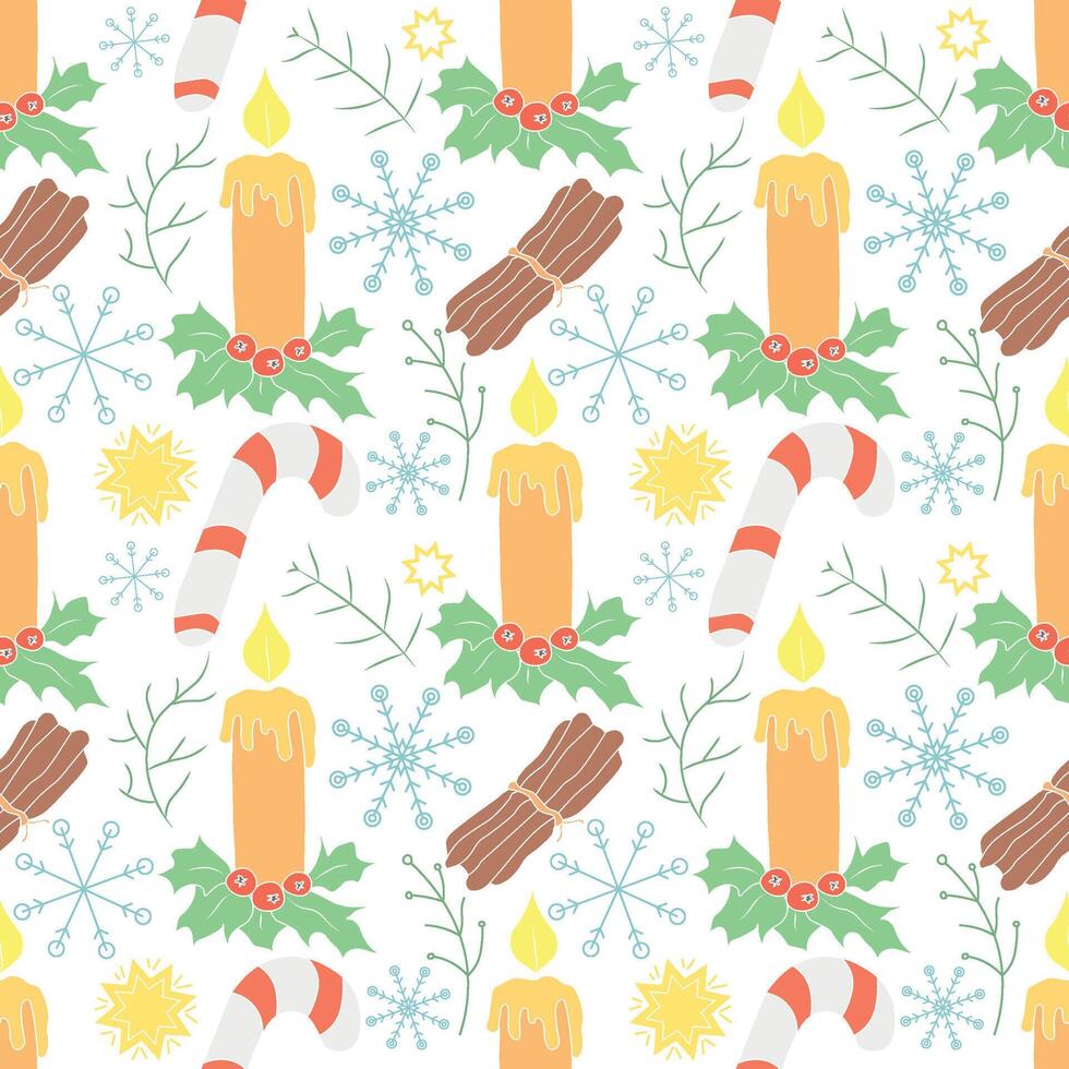 Seamless christmas pattern. New year background.Colored illustration with christmas icons vector