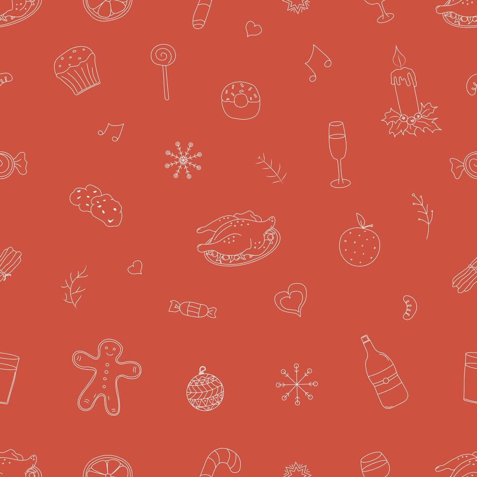 Seamless christmas pattern. NeW year background. Doodle illustration with christmas icons vector
