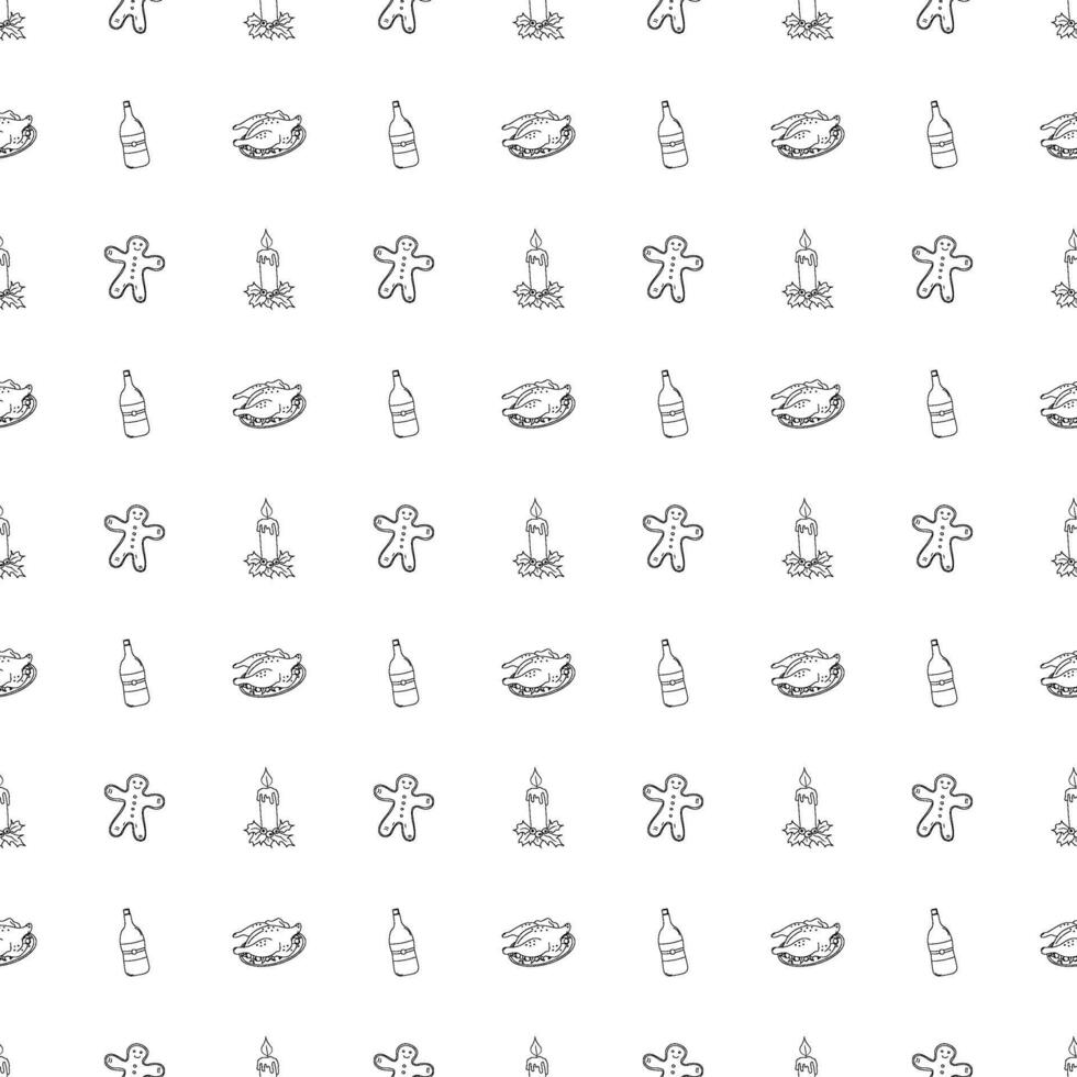 Seamless christmas pattern. New year background. Doodle illustration with christmas icons vector