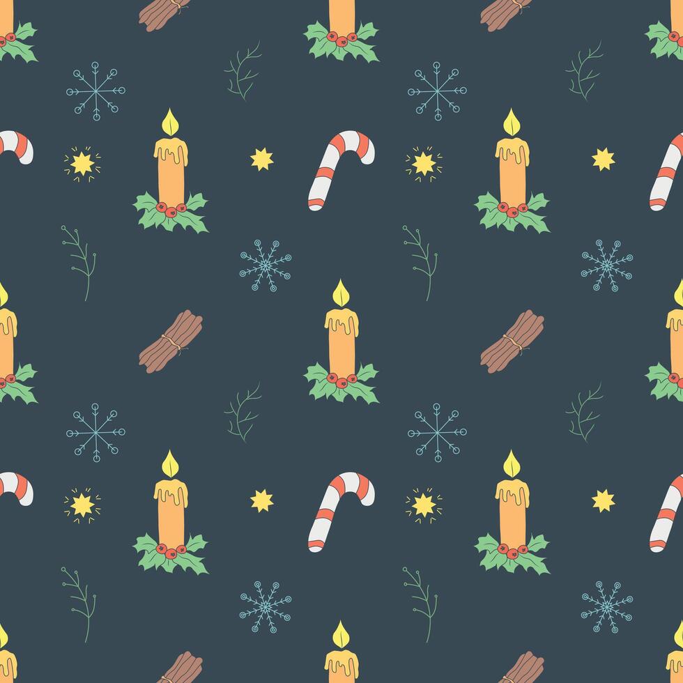 seamless christmas pattern. new year background. colored illustration with Christmas icons vector