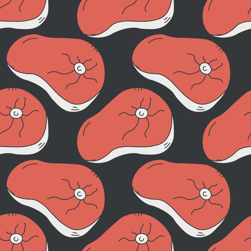 Seamless steak pattern. meat background vector