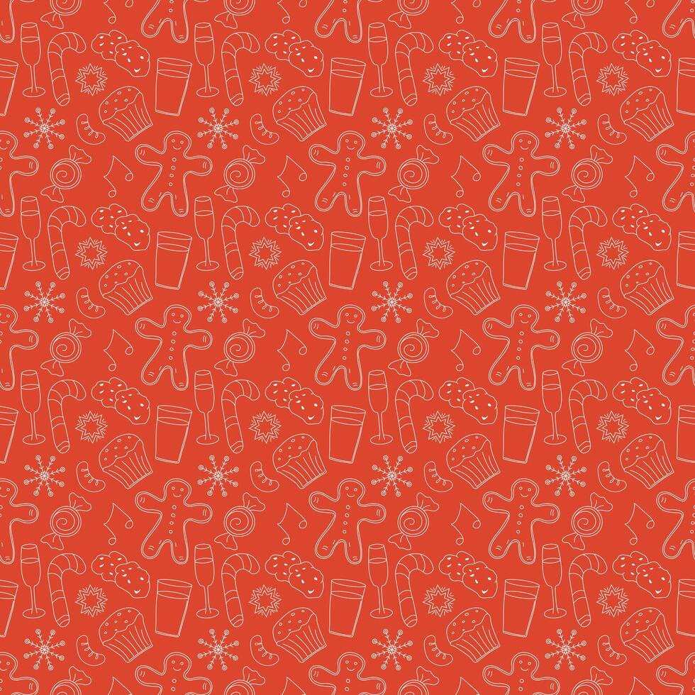 Seamless christmas pattern. New year background. doodle illustration with christmas icons vector