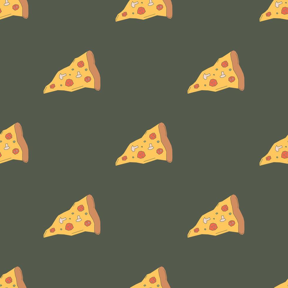 Seamless pizza pattern. vector