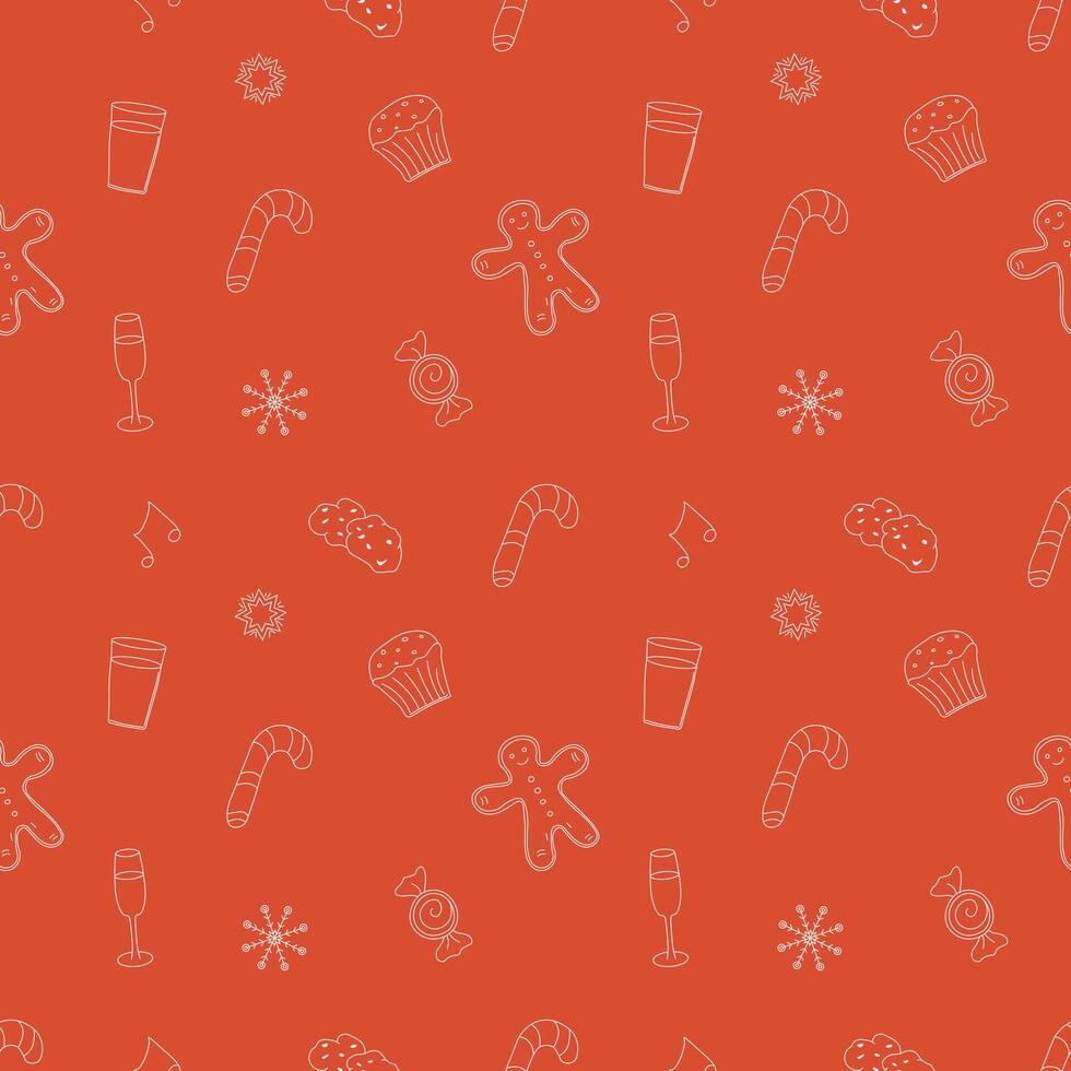 Seamless christmas pattern. New year background. Doodle with christmas icons vector