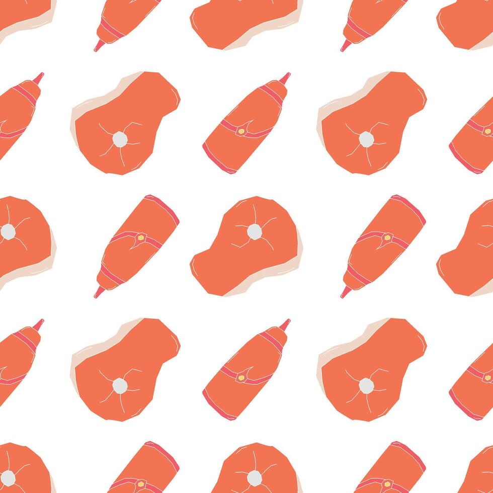 seamless steak pattern. meat Background. Doodle illustration with meat products icons vector