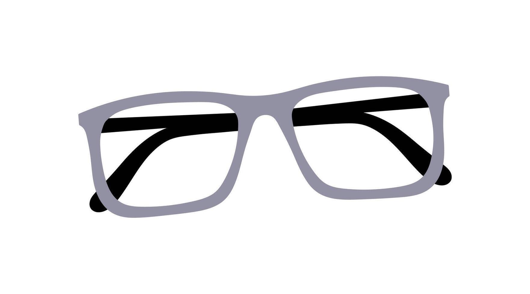 Eyeglasses, medical optic lenses and stylish frames, spectacles with frame and lens for eyesight, rounded spectacles, ocular accessory for eyesight, front view of sun eyewear flat illustration. vector