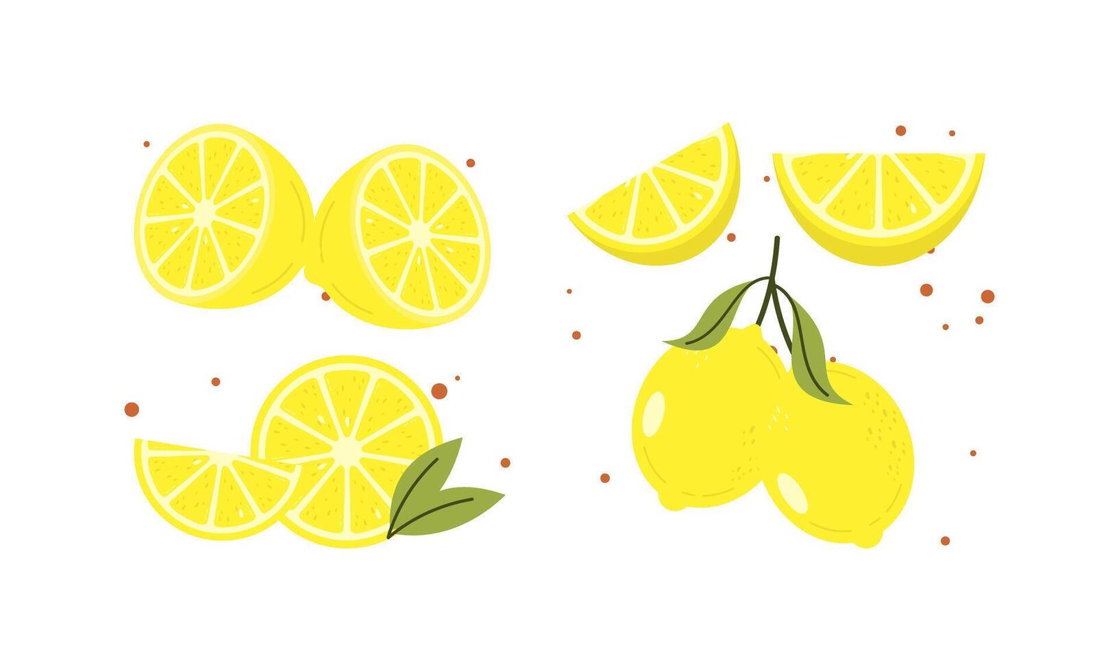 Set of Fresh and Sour Cartoon Lemons vector