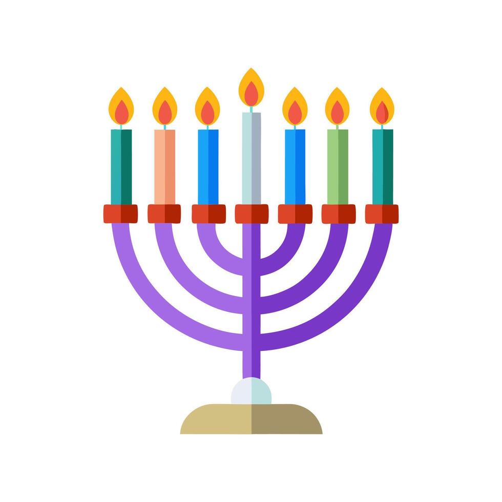 Hanukkah menorah with candles on white background vector