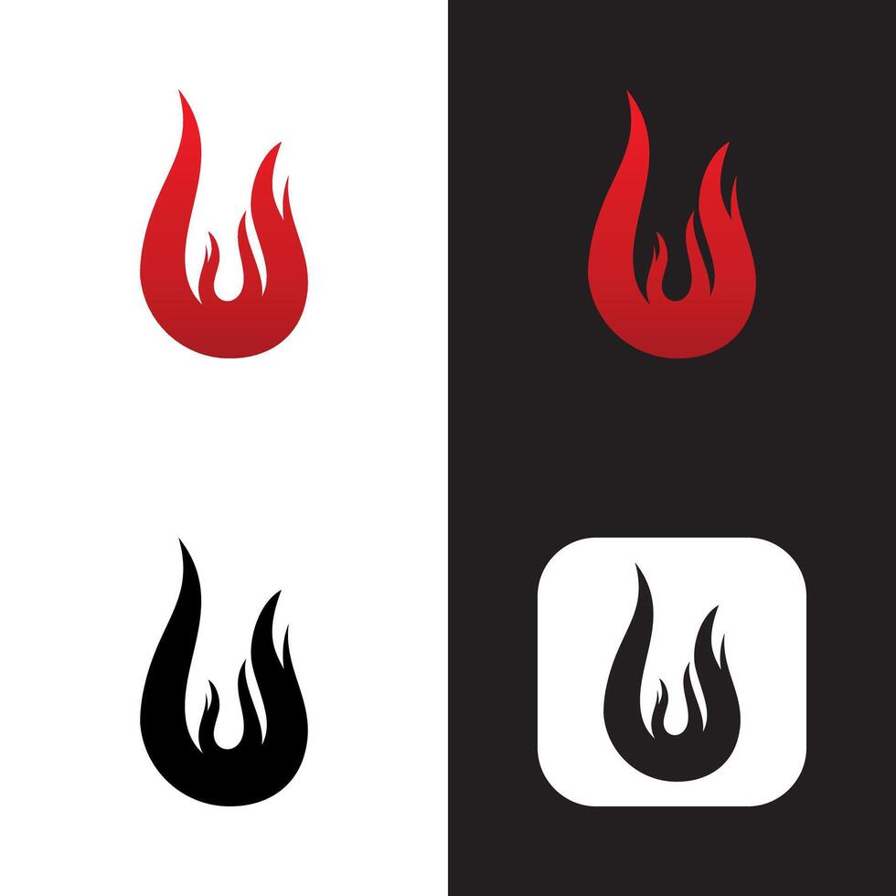 fire icon logo design in red gradation color illustration vector