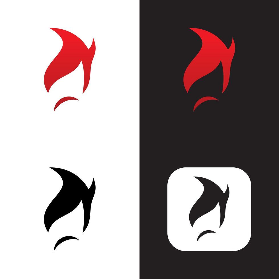 a red and black logo with a flame vector