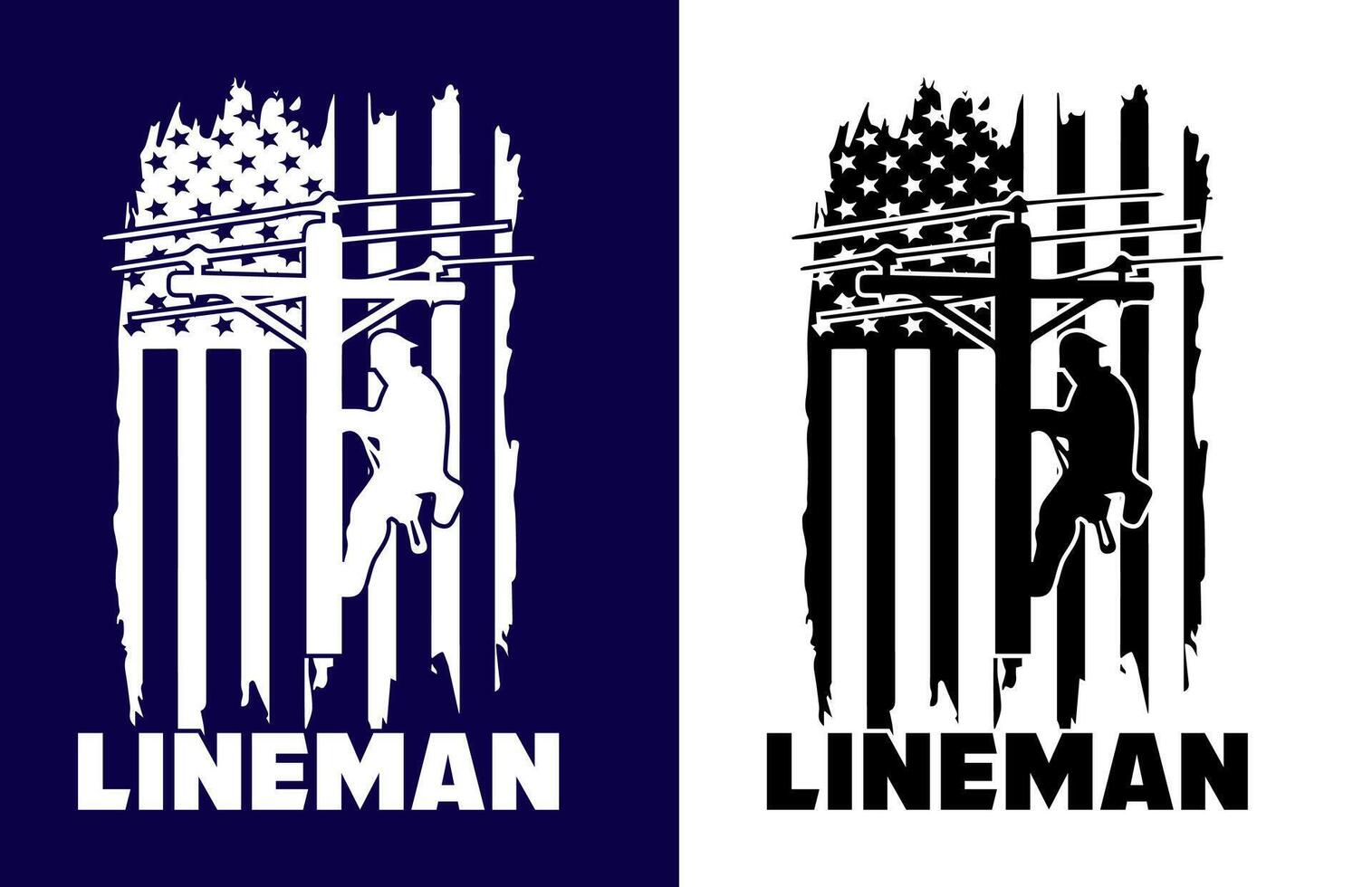 Two different logos for lineman vector