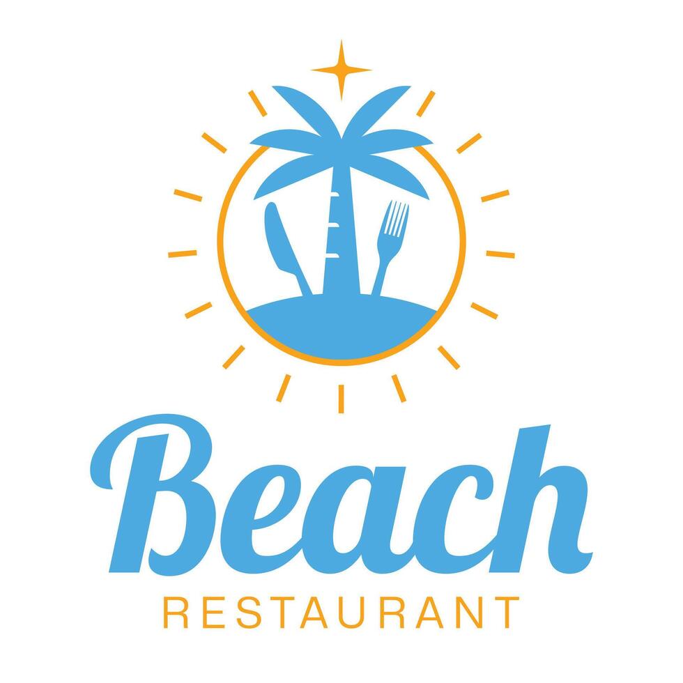 beach restaurant flat minimalist logo design vector