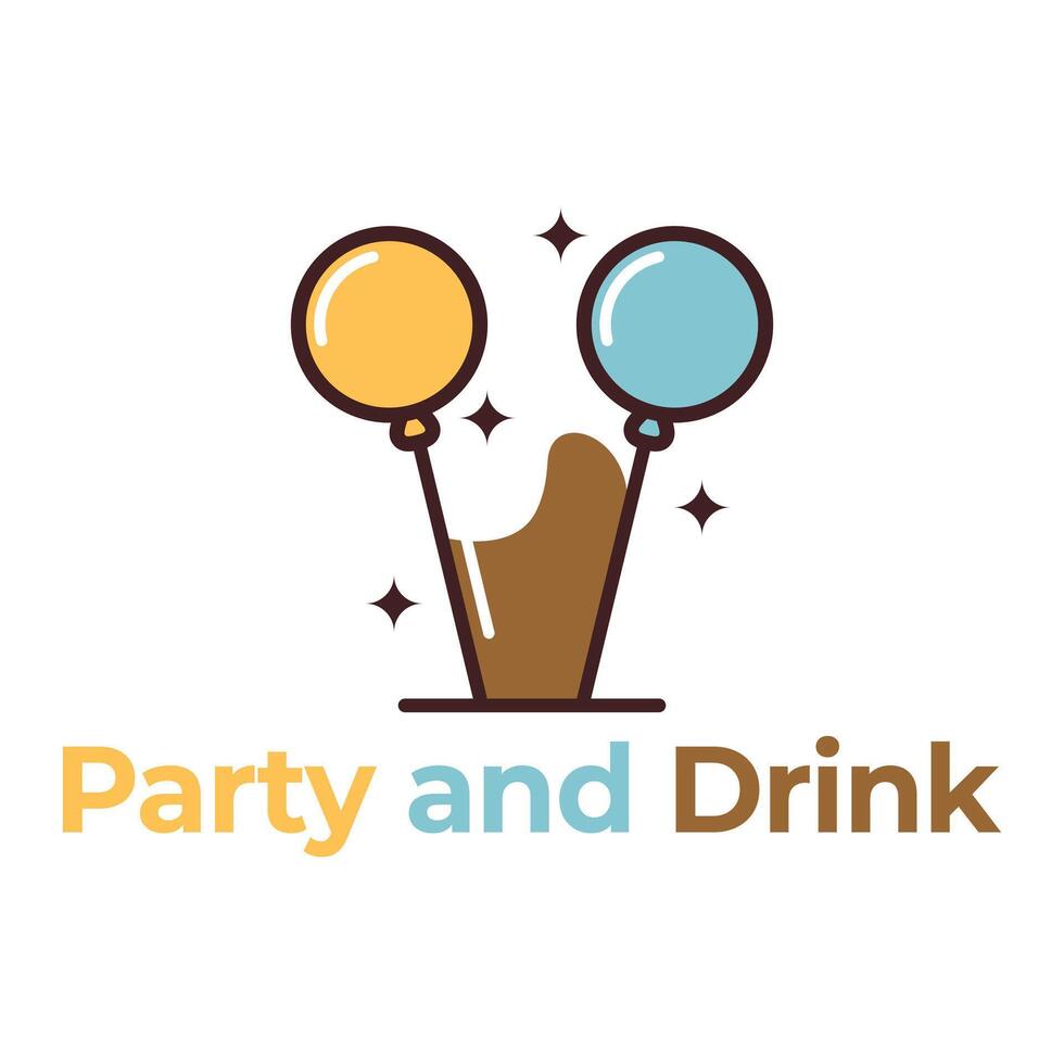 party and drink flat minimalist logo design vector