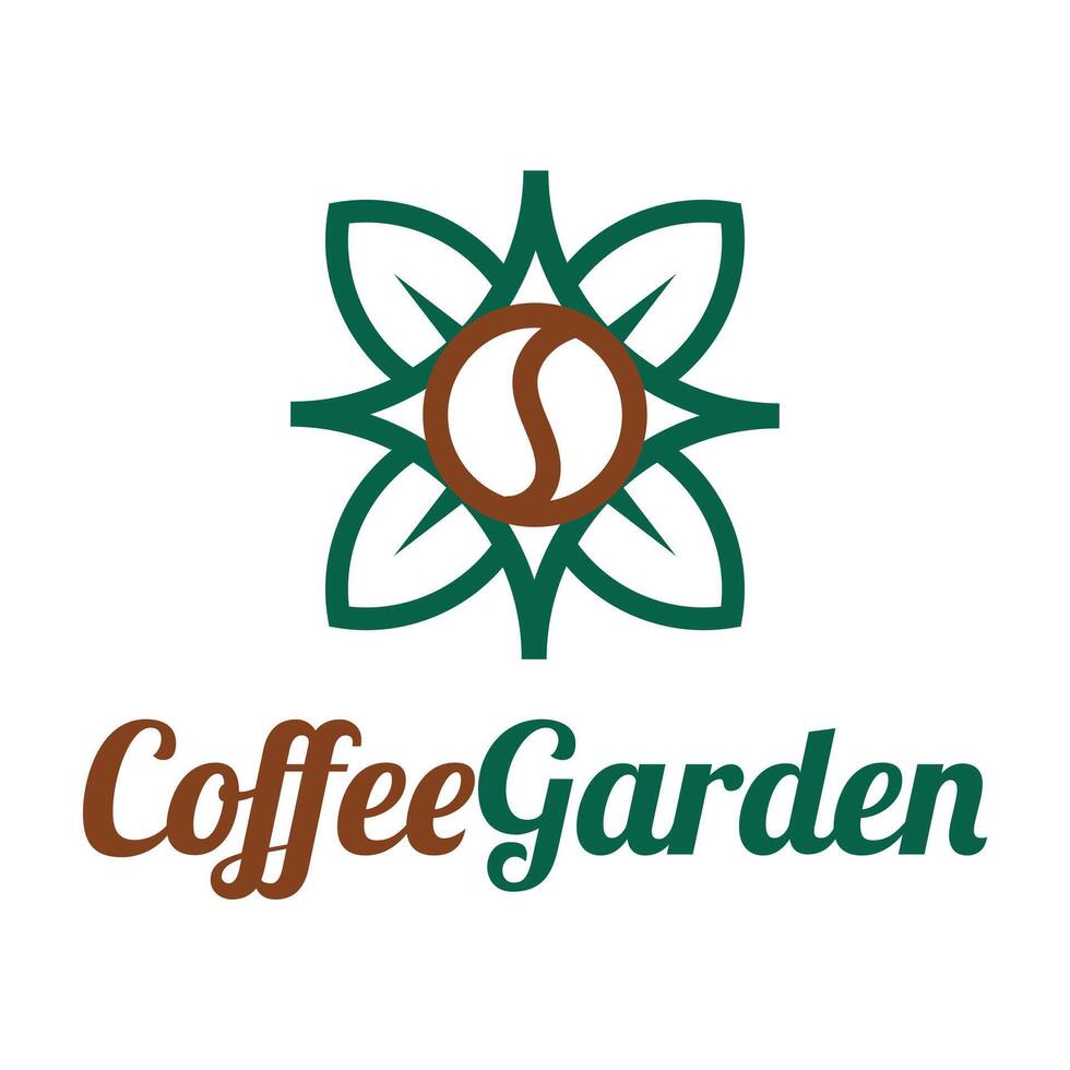 coffee garden flower flat minimalist logo design vector