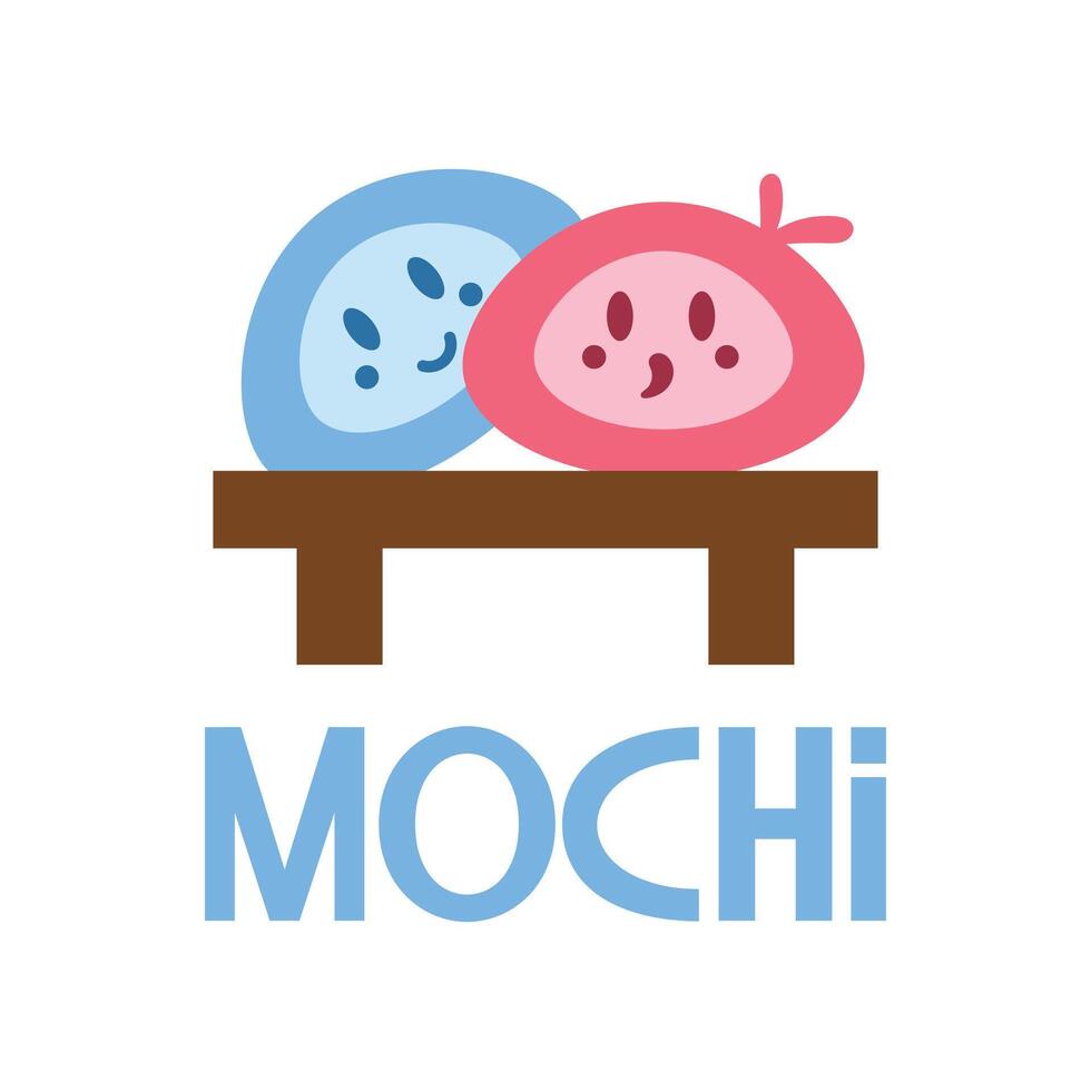 mochi mascot flat minimalist logo design vector