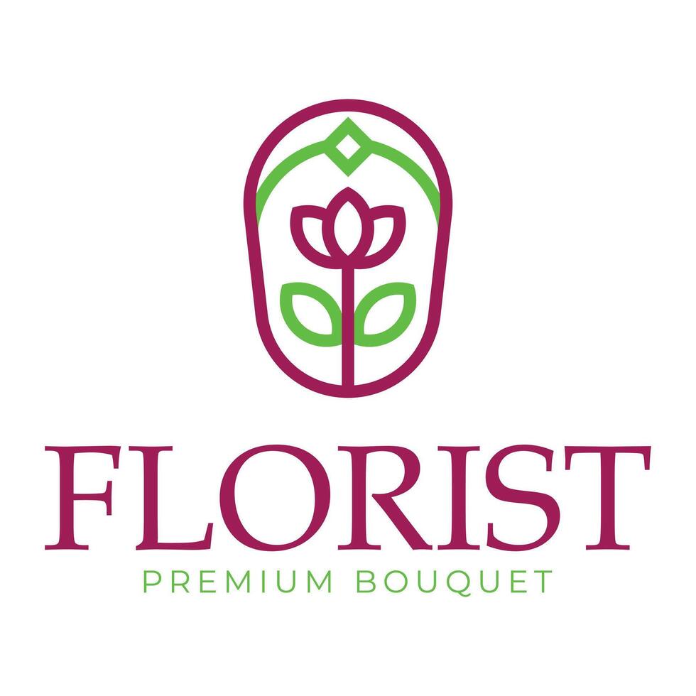 florist bouquet flat minimalist logo design vector