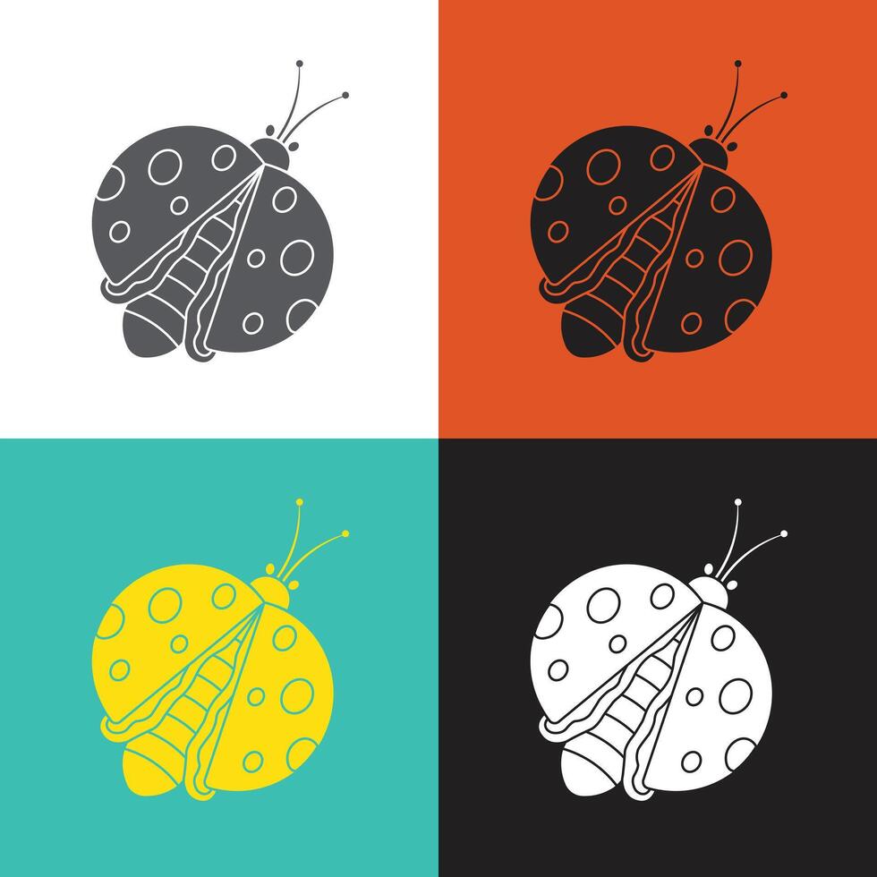 Flat ladybug beetle insect icon mascot symbol illustration for technology, software, wildlife apps and websites vector