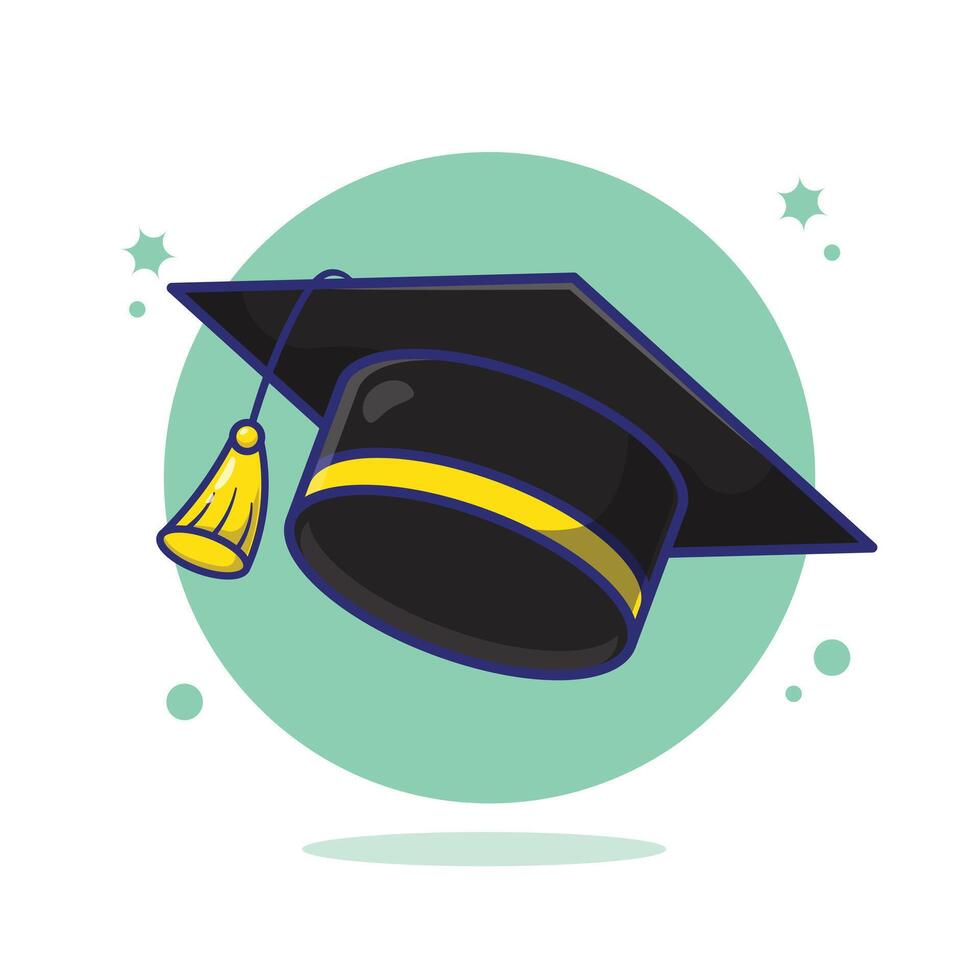 Cute graduation hat cap bachelor degree diploma cartoon icon mascot symbol illustration vector