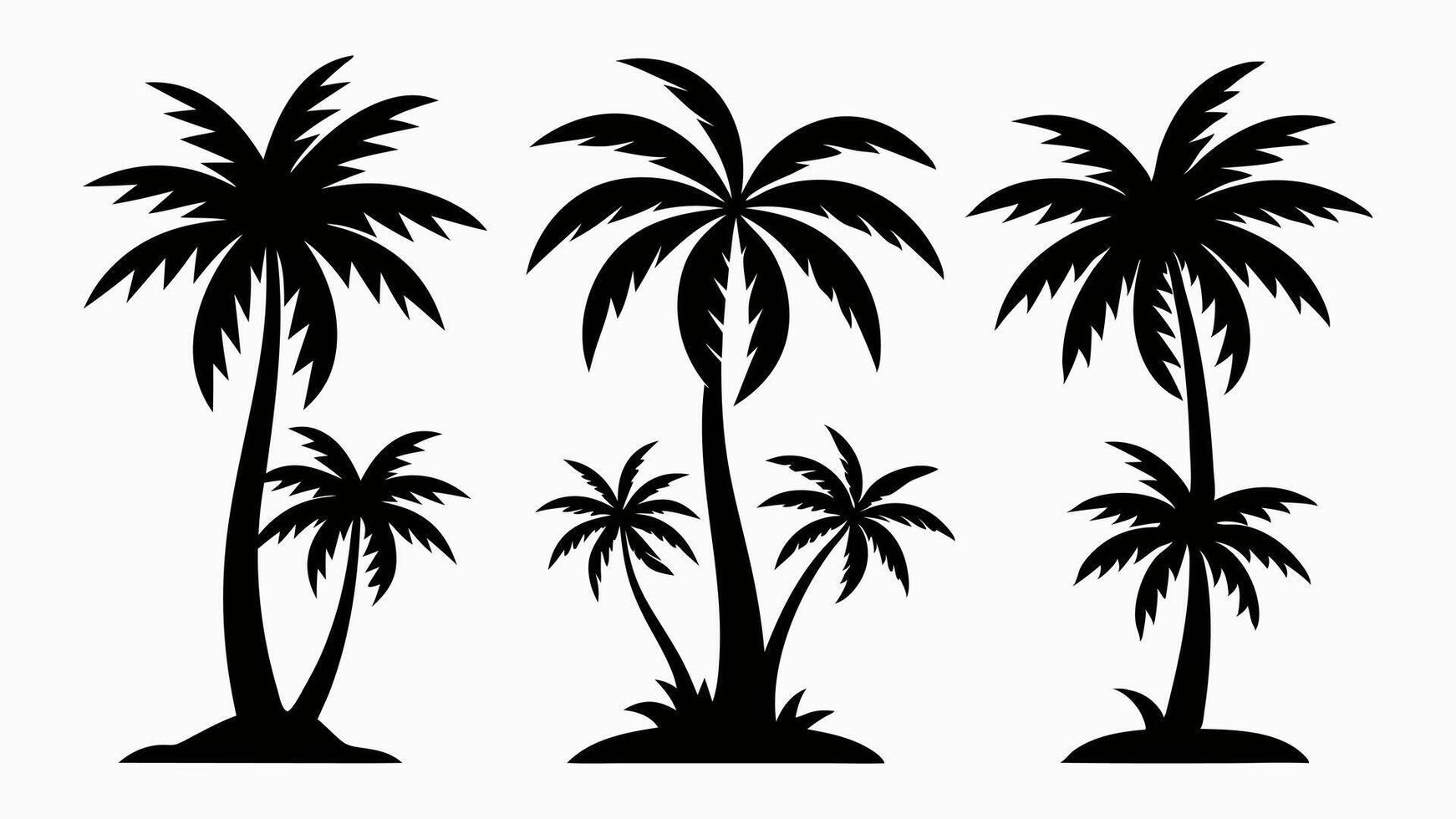 3 Minimalist Palm Tree Silhouettes in Various Shapes vector