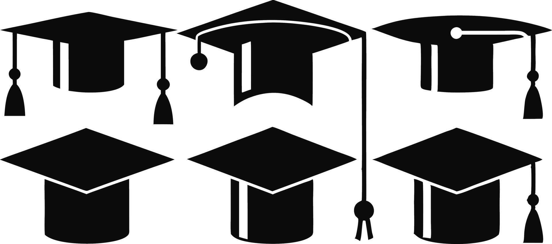 Graduation Cap Set vector