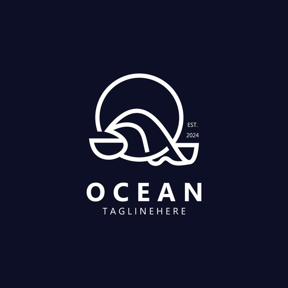 The minimalist ocean logo design with a round shape, ocean beach, sea water, is simple, unique and modern vector
