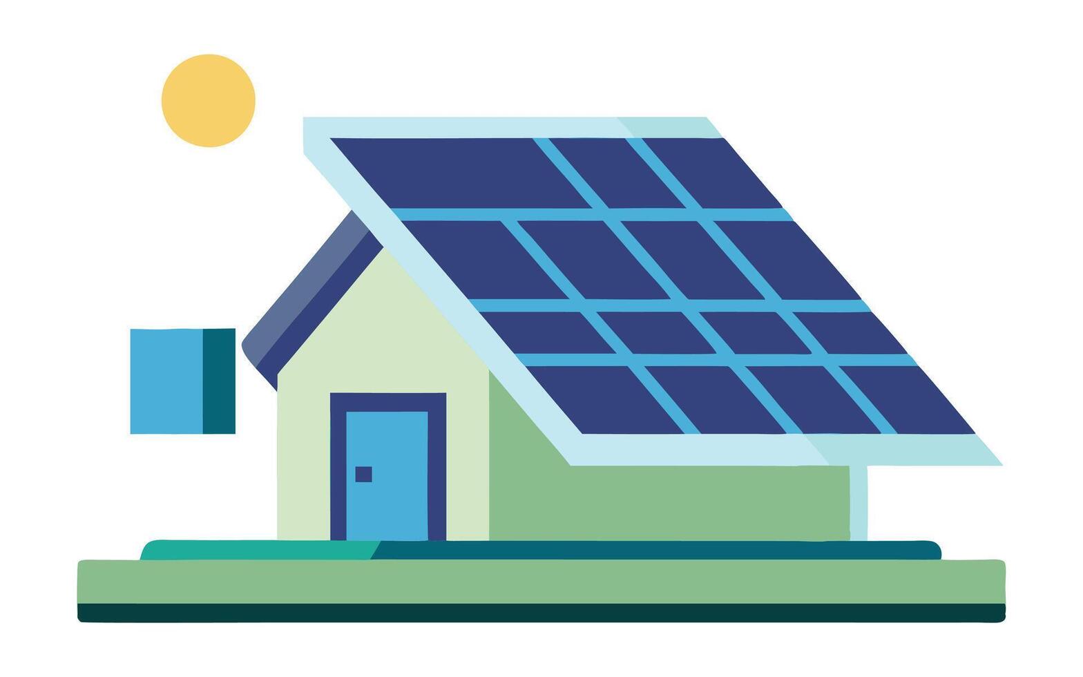 A house with solar panels on the roof vector