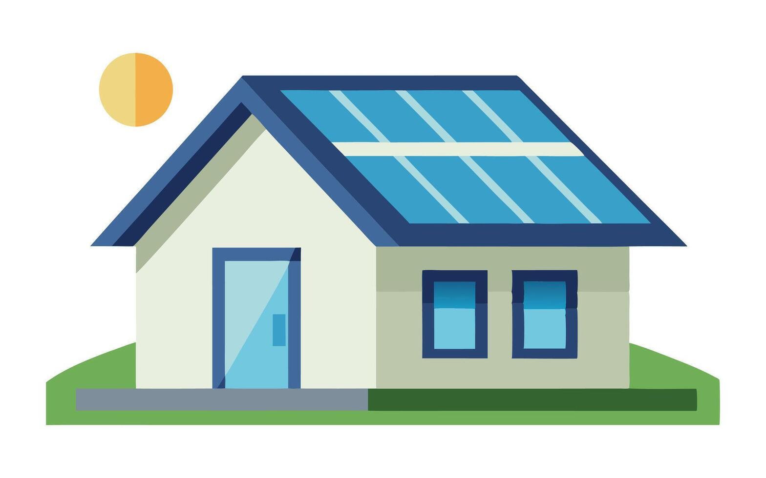 Minimalist Solar-Powered House Icon with Blue Panels vector