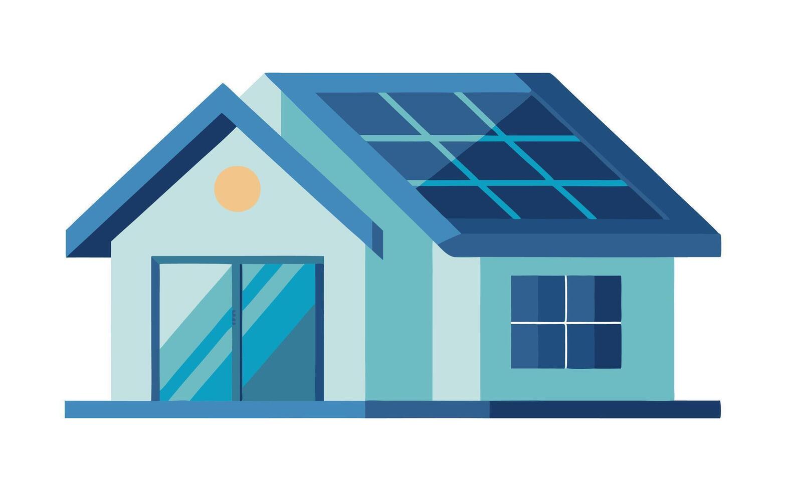 A house with solar panels on the roof vector