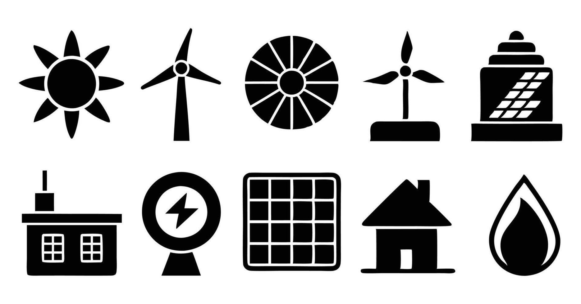 Various icons of energy and renewable energy vector
