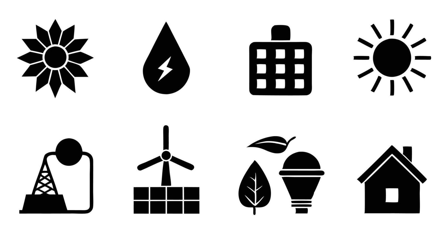 Various icons of energy and renewable energy vector