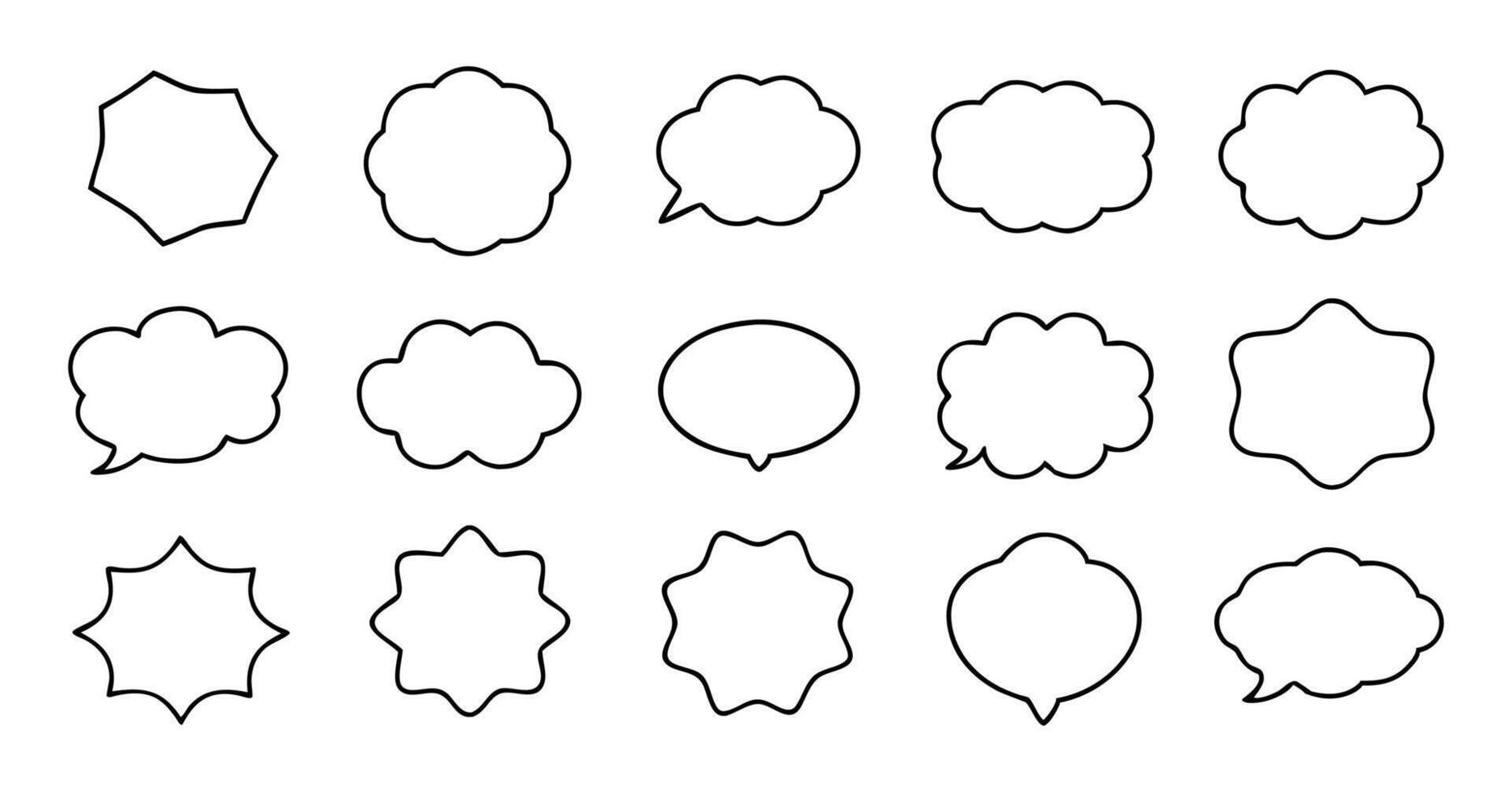 A set of different shapes for a speech bubble vector