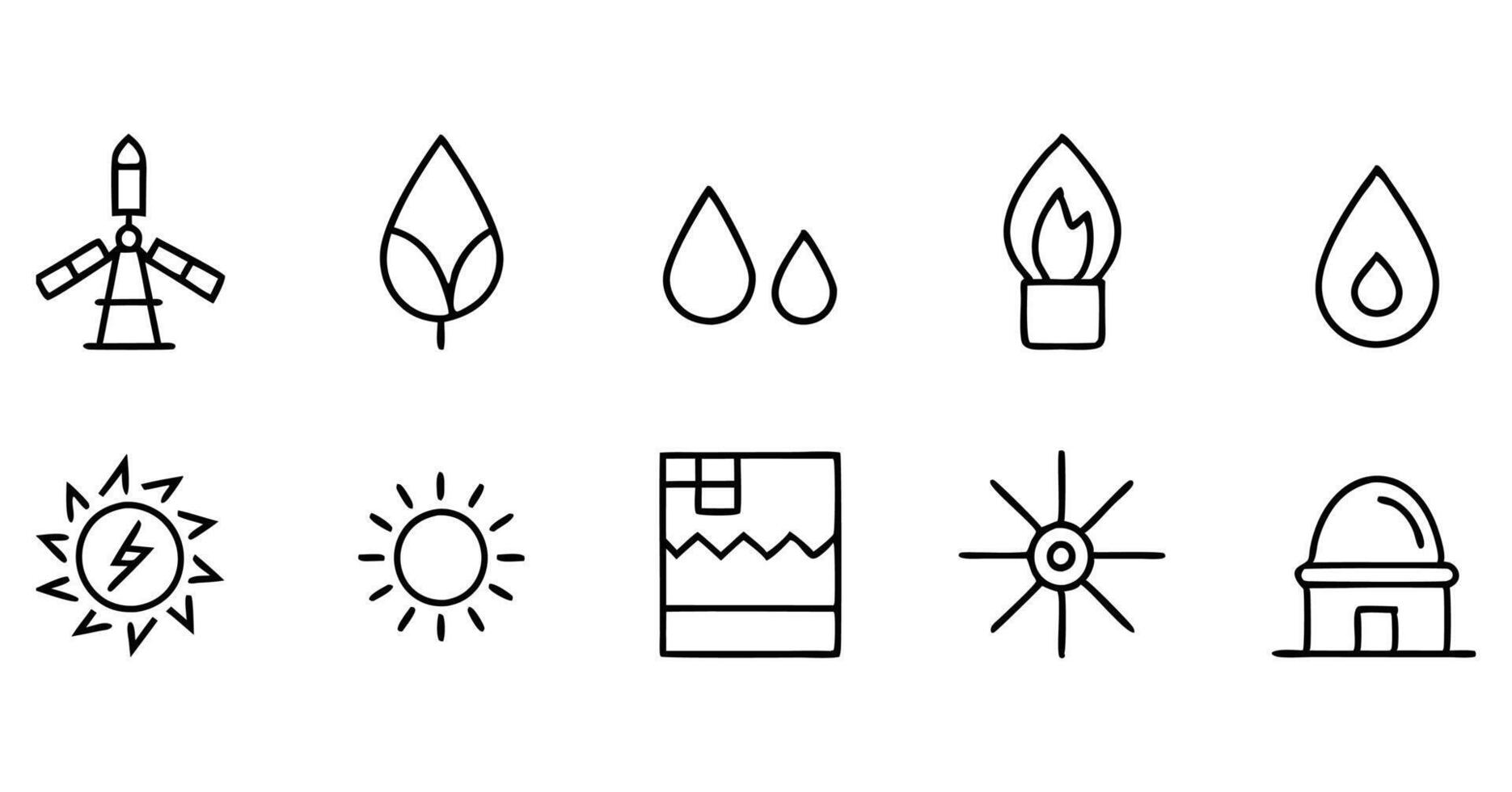 Various icons of various types of energy vector