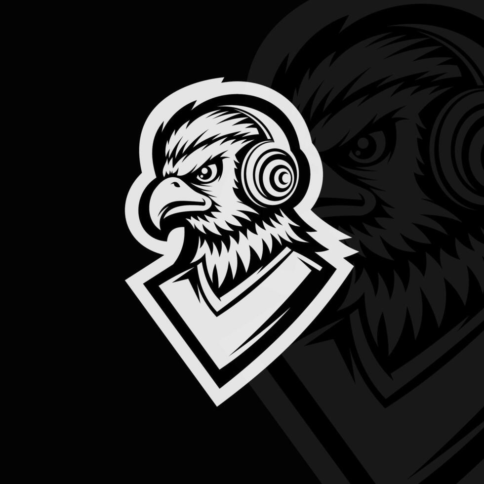 An eagle with headphones on its head vector