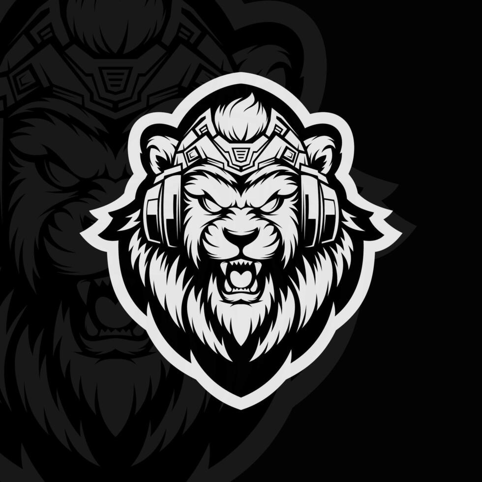 Lion head logo design for a gaming team vector