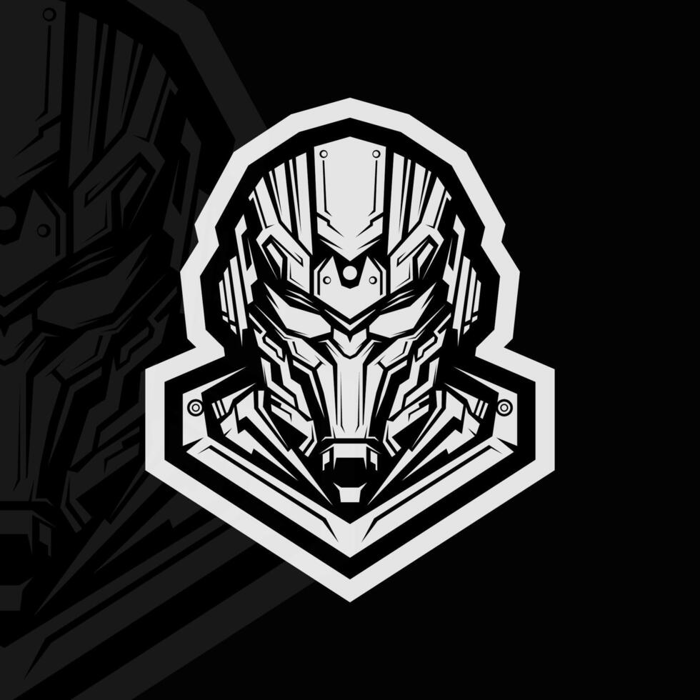 A black and white logo of a helmet vector