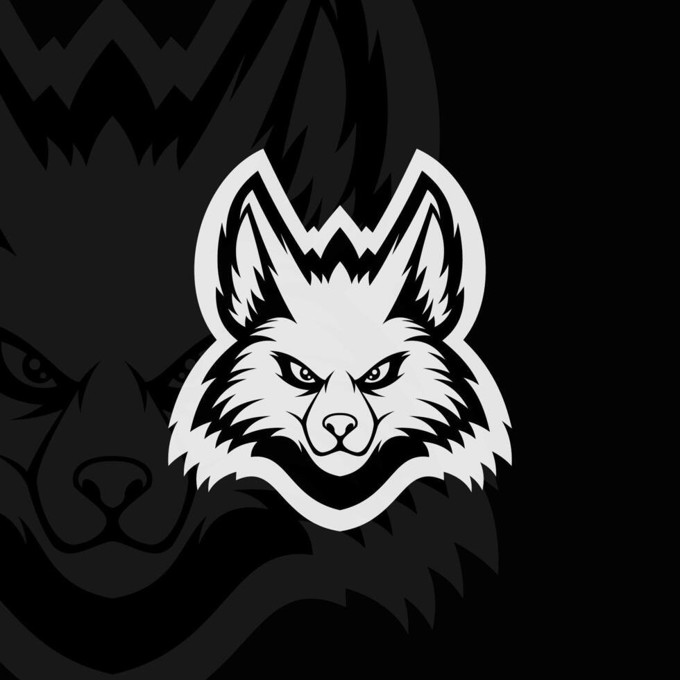 A black and white logo of a wolf head vector