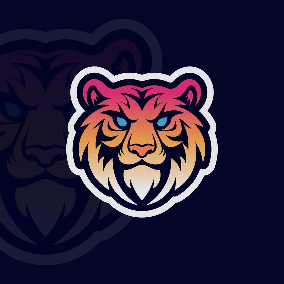 A tiger head with a colorful background vector