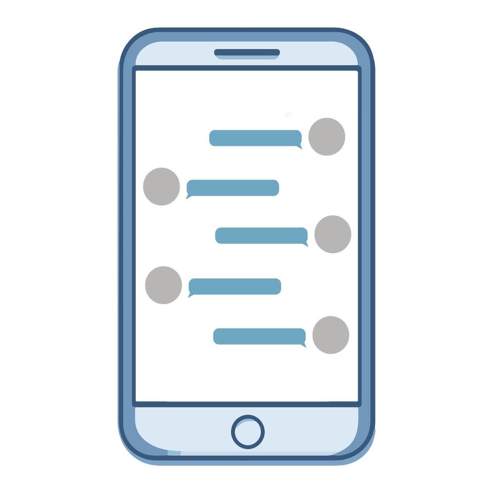 Mobile phone displaying a text messaging conversation with multiple chat bubbles on the screen vector