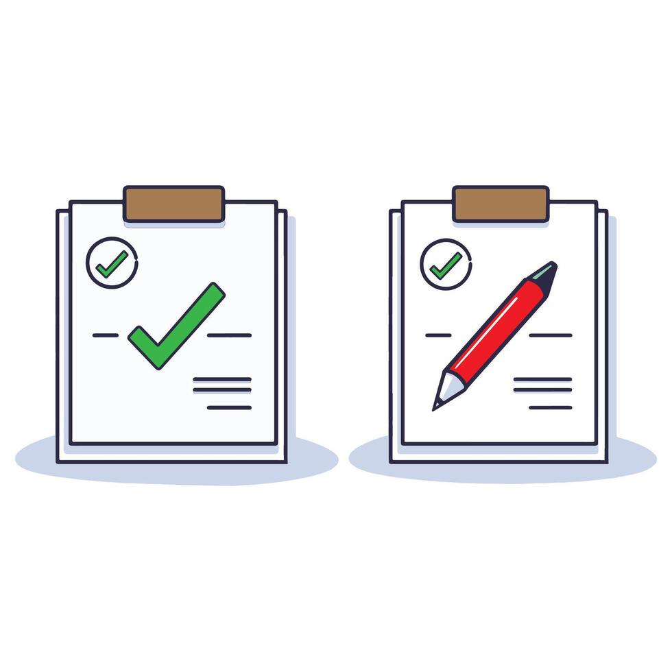 Checklist with a completed task and an unfinished task featuring a green checkmark vector