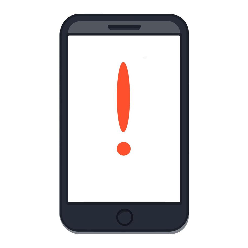 A mobile phone displaying a warning alert on the screen in a minimalist design format vector