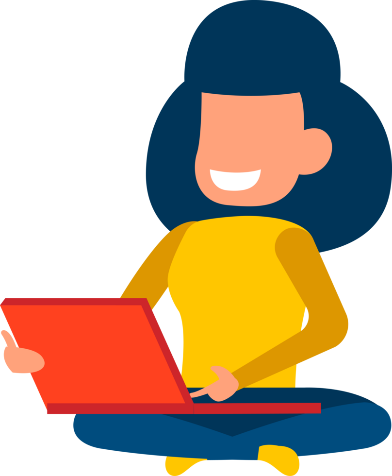 cartoon people using laptop png