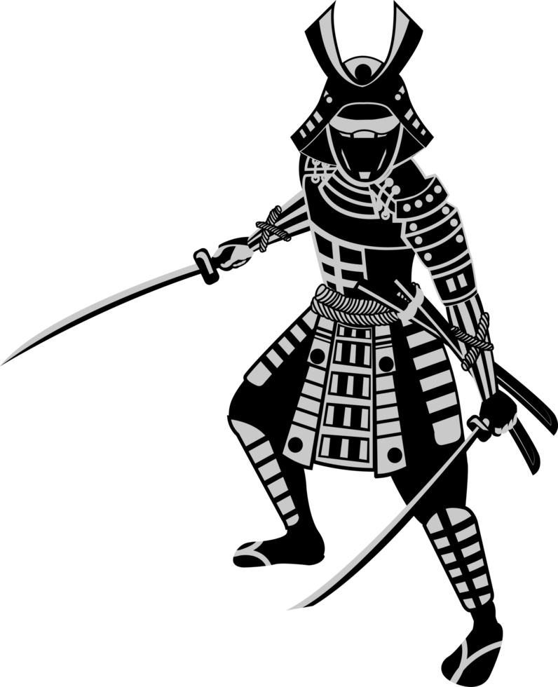 samurai black and white design png