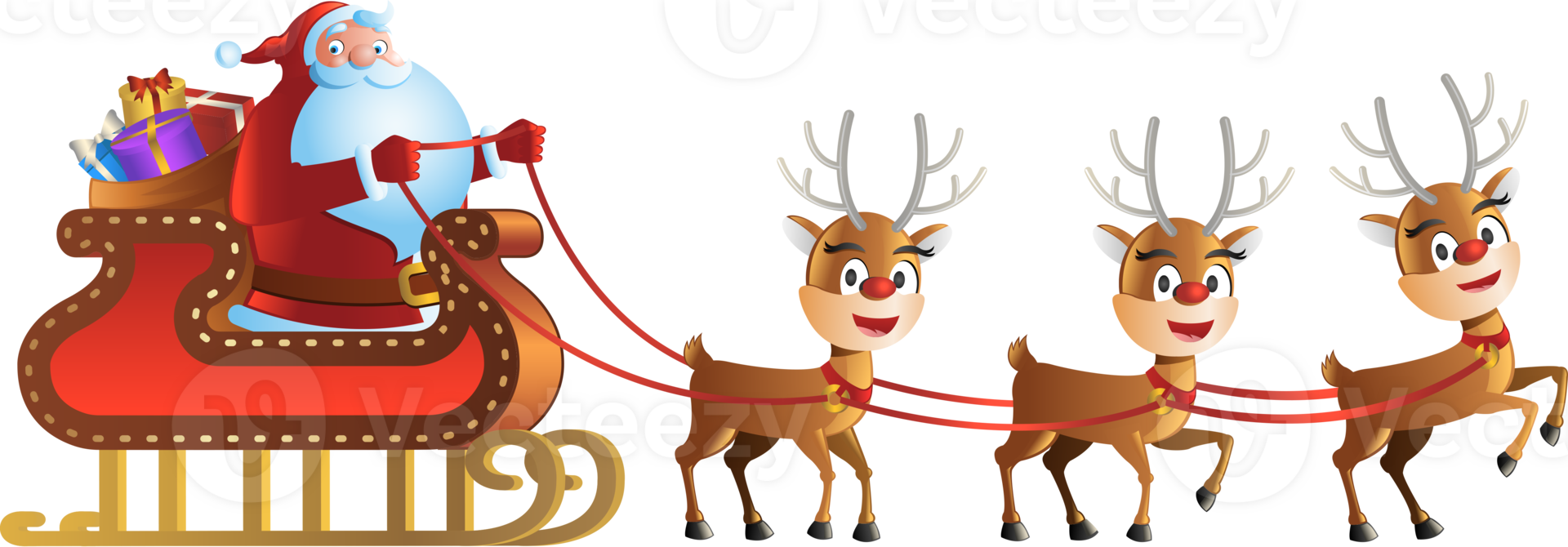 Xmas santa and deer png