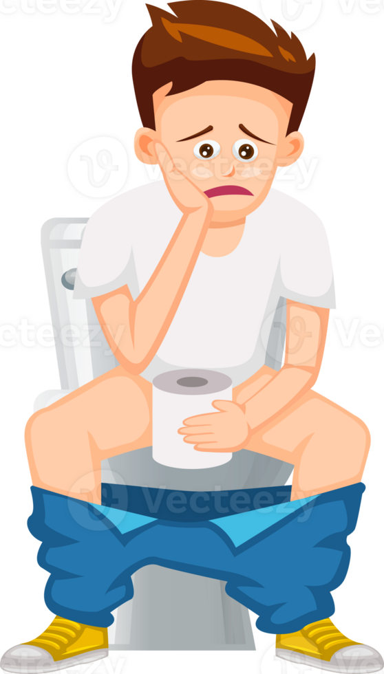 cartoon people sit in toilet png