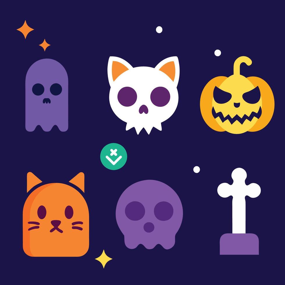 Halloween magic witchcraft stickers featuring pumpkins and ghosts vector